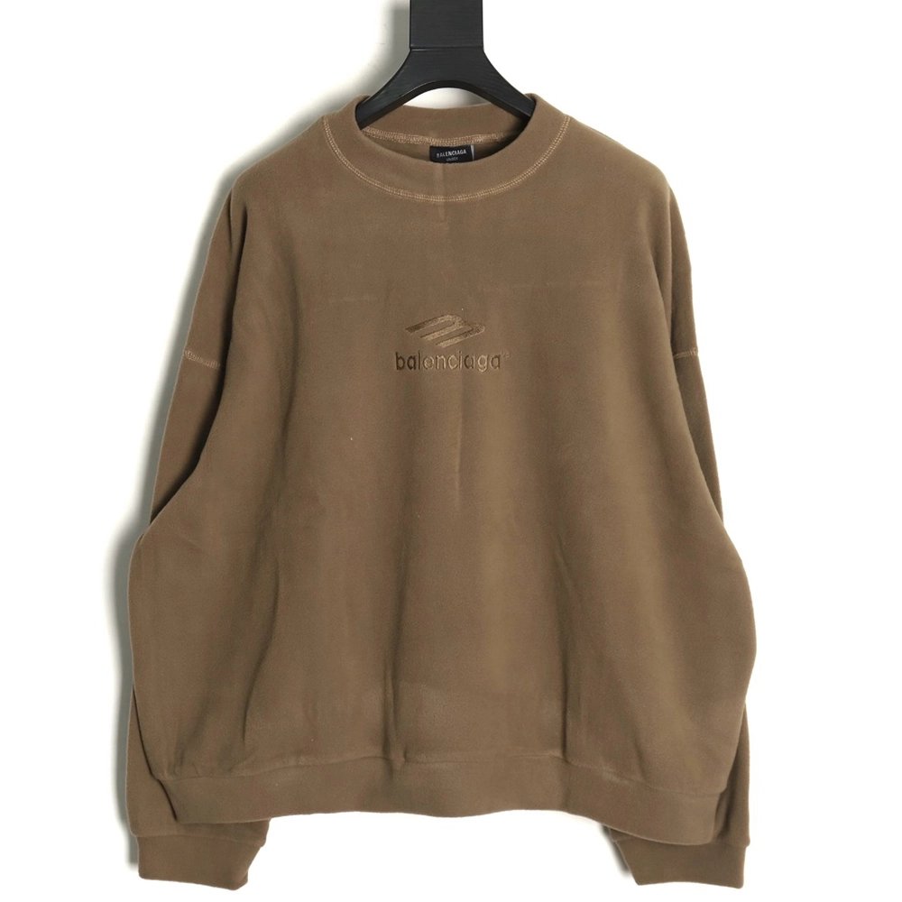 Balenciaga Polar Fleece 3B Embroidered Crew Neck Sweatshirt,Balenciaga