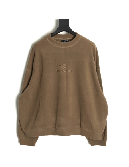Balenciaga Polar Fleece 3B Embroidered Crew Neck Sweatshirt,Balenciaga