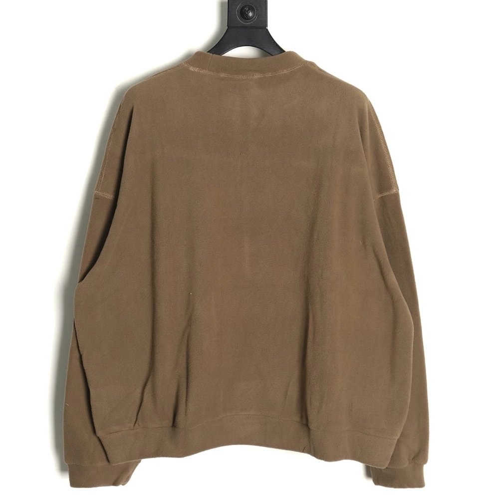 Balenciaga Polar Fleece 3B Embroidered Crew Neck Sweatshirt,Balenciaga