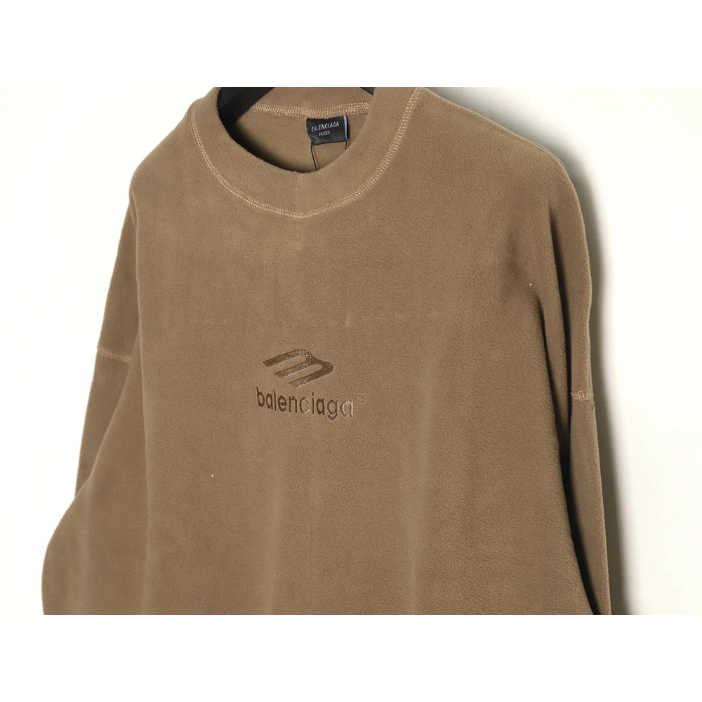 Balenciaga Polar Fleece 3B Embroidered Crew Neck Sweatshirt,Balenciaga