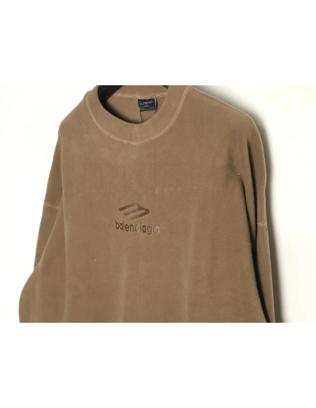 Balenciaga Polar Fleece 3B Embroidered Crew Neck Sweatshirt,Balenciaga