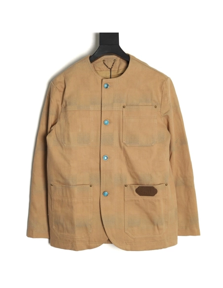 Louis Vuitton Pharrell joint embroidered turquoise checkerboard denim jacket,Louis Vuitton
