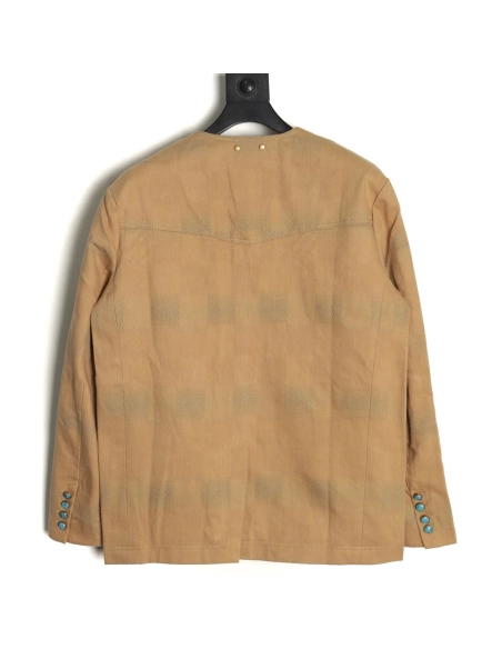 Louis Vuitton Pharrell joint embroidered turquoise checkerboard denim jacket,Louis Vuitton