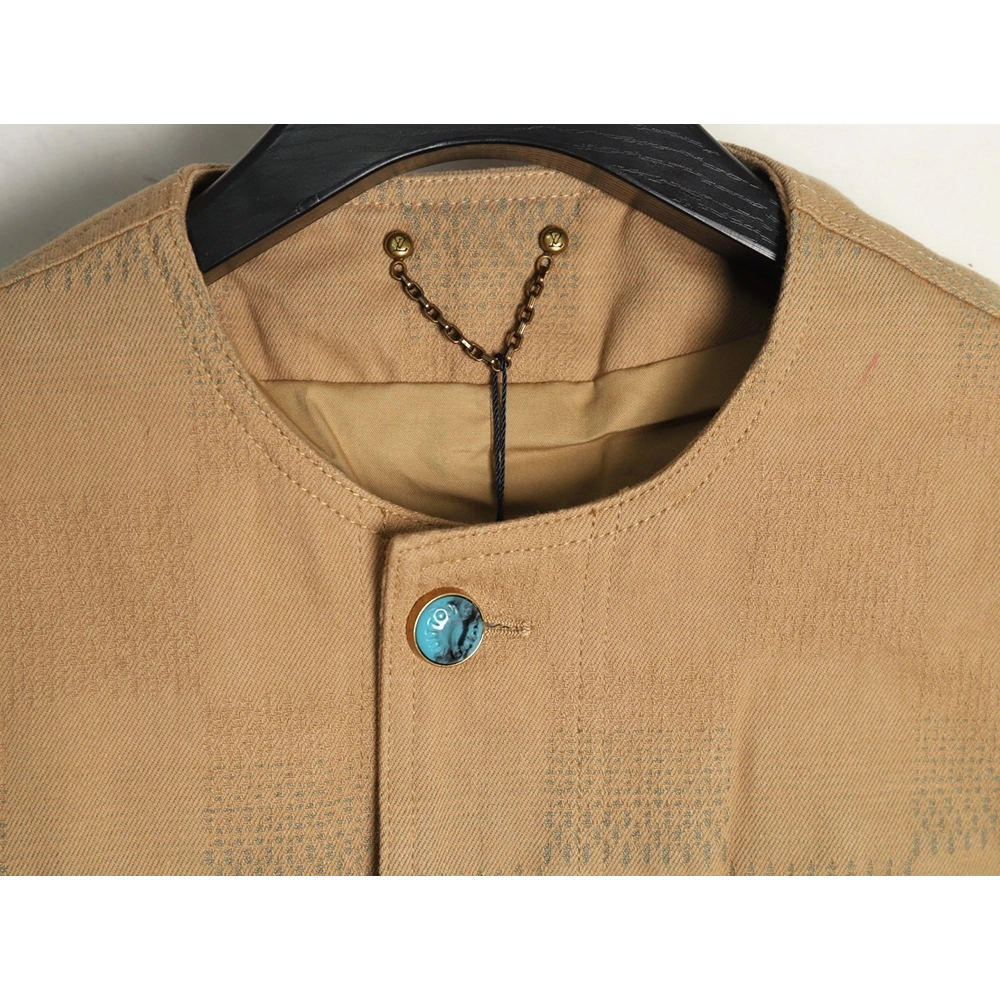 Louis Vuitton Pharrell joint embroidered turquoise checkerboard denim jacket,Louis Vuitton