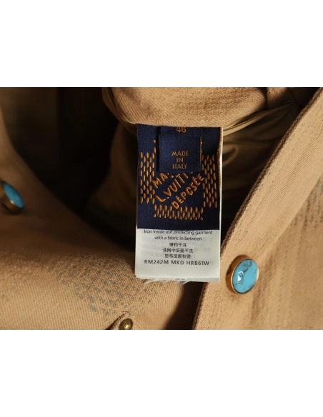 Louis Vuitton Pharrell joint embroidered turquoise checkerboard denim jacket,Louis Vuitton