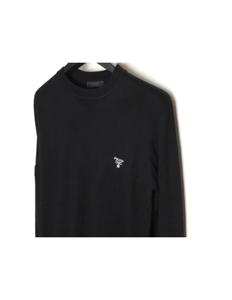 Prada embroidered logo fine wool crew neck sweater,Prada