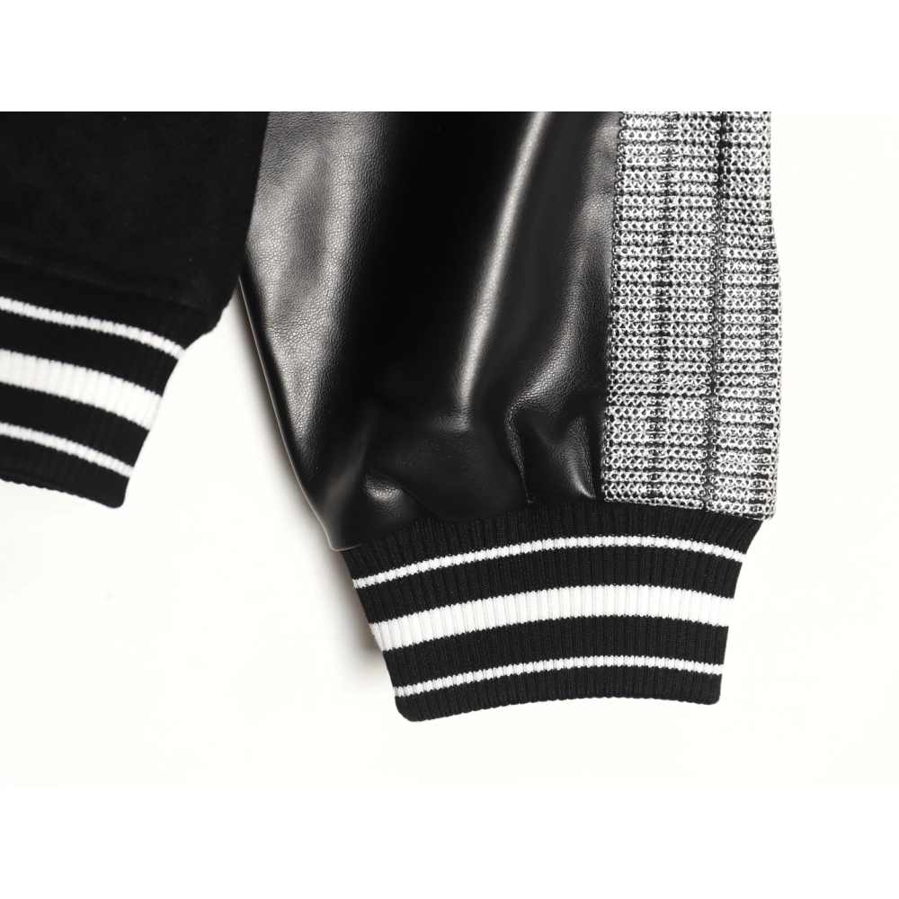 Loewe Towel Embroidery Logo Leather Sleeves Baseball Jacket Jacket,Loewe