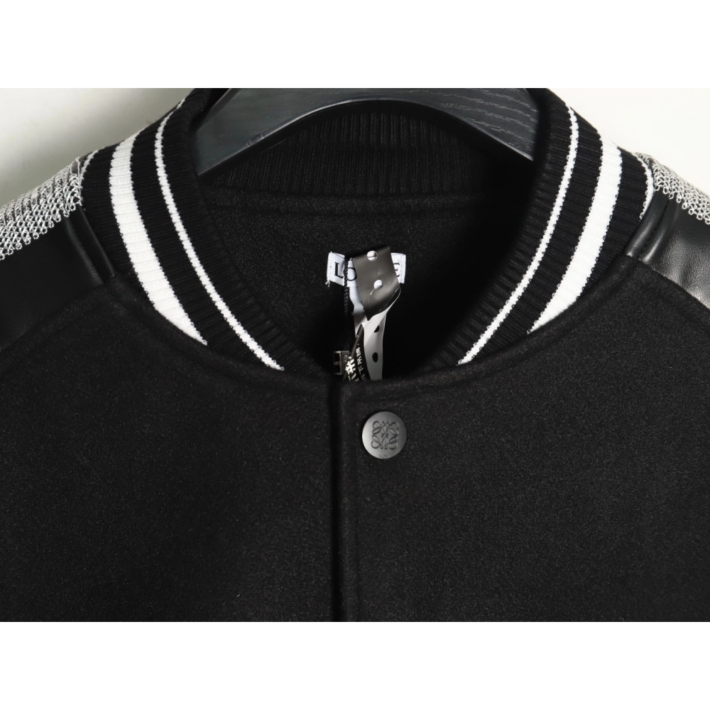 Loewe Towel Embroidery Logo Leather Sleeves Baseball Jacket Jacket,Loewe