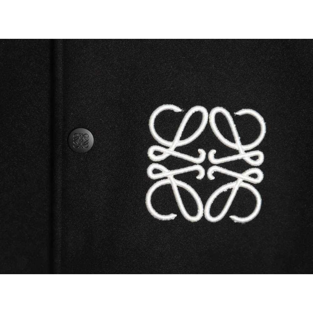 Loewe Towel Embroidery Logo Leather Sleeves Baseball Jacket Jacket,Loewe
