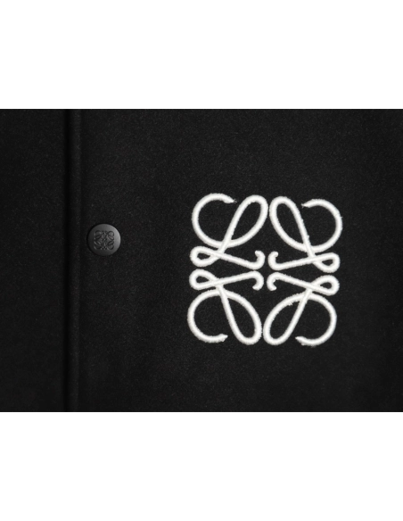 Loewe Towel Embroidery Logo Leather Sleeves Baseball Jacket Jacket,Loewe
