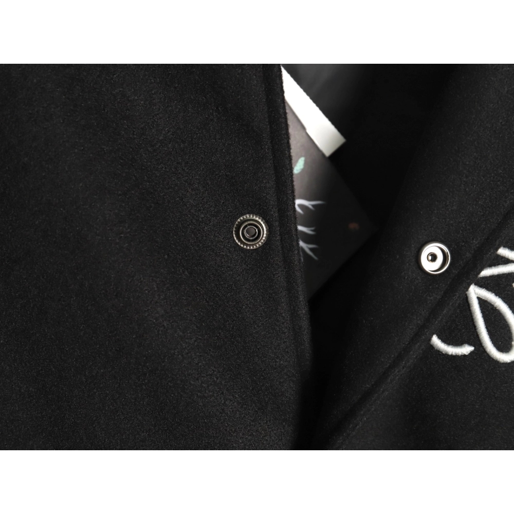 Loewe Towel Embroidery Logo Leather Sleeves Baseball Jacket Jacket,Loewe