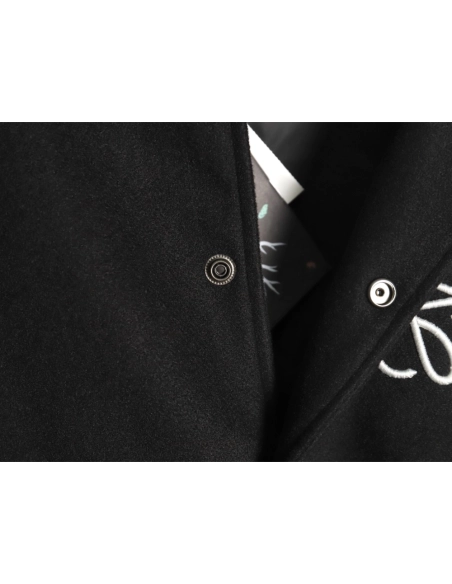 Loewe Towel Embroidery Logo Leather Sleeves Baseball Jacket Jacket,Loewe