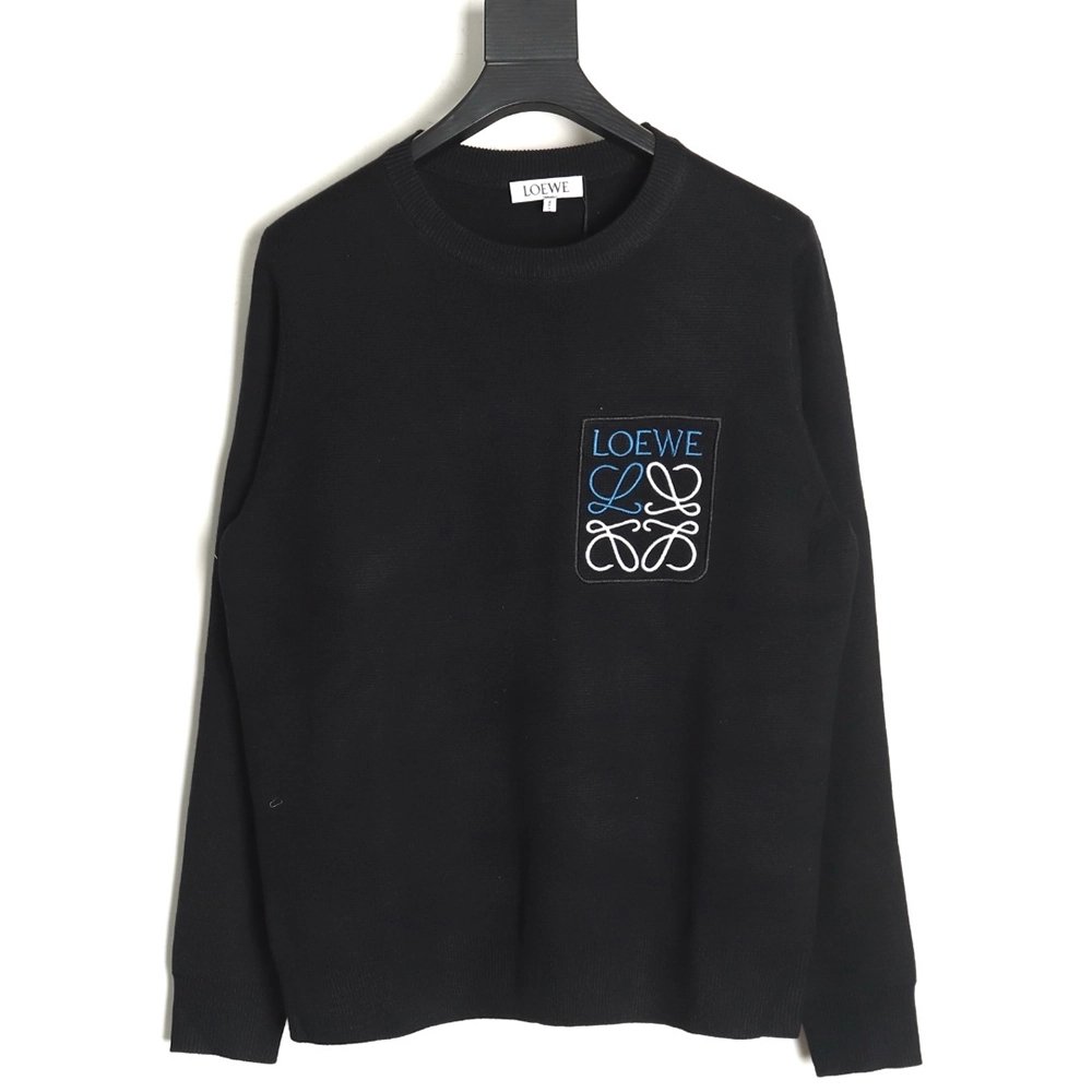 Loewe Pocket Logo Embroidered Crewneck Sweater,Loewe