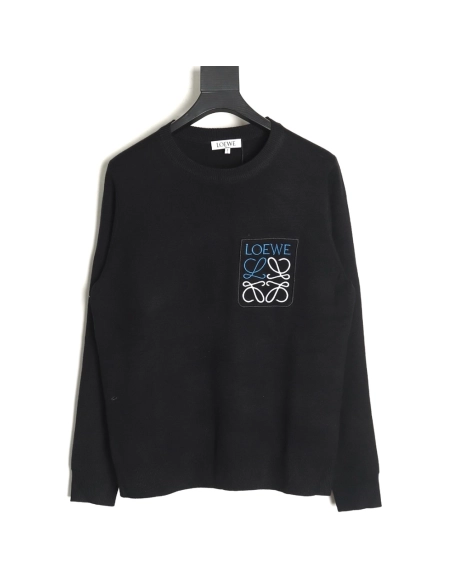 Loewe Pocket Logo Embroidered Crewneck Sweater,Loewe