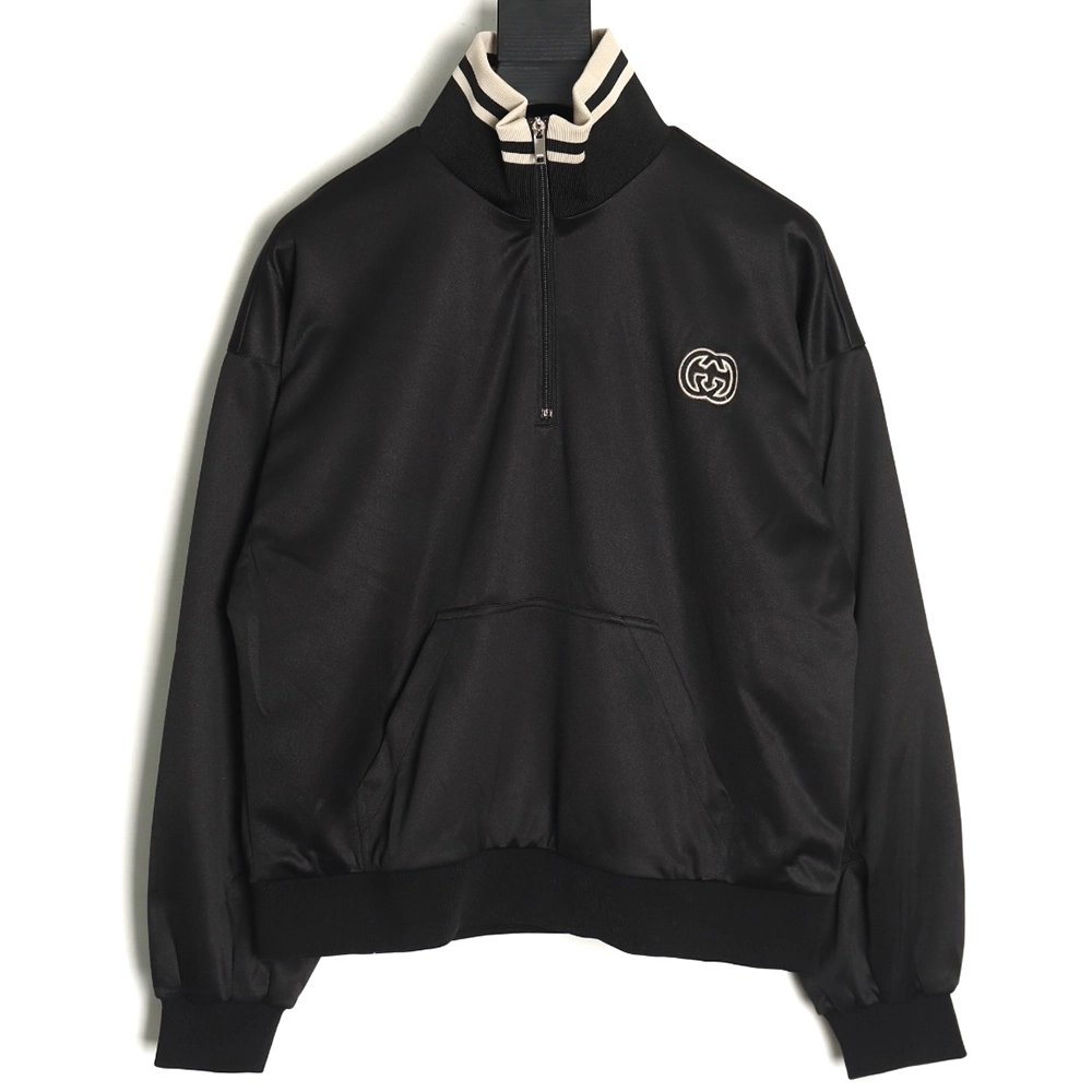 Gucci hollow double G embroidered half-zip jacket,Gucci