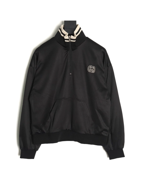 Gucci hollow double G embroidered half-zip jacket,Gucci