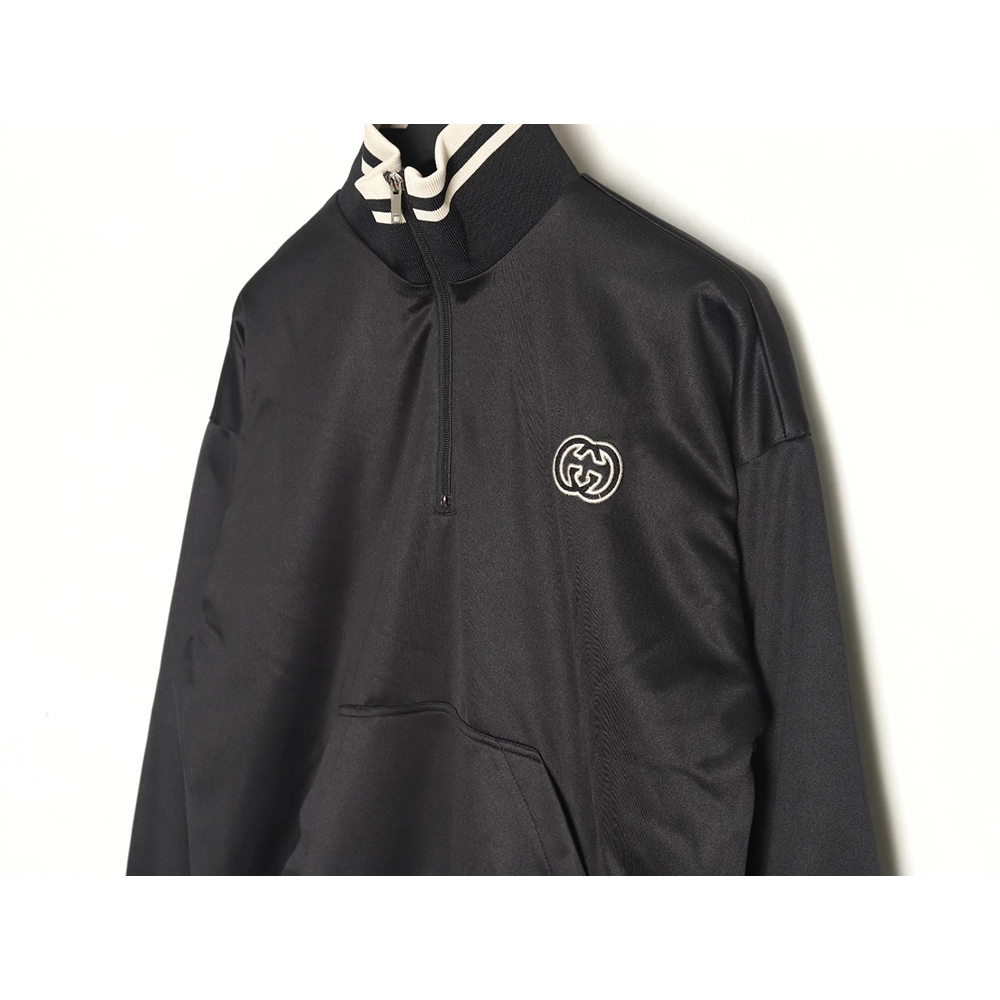 Gucci hollow double G embroidered half-zip jacket,Gucci