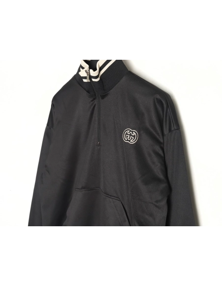 Gucci hollow double G embroidered half-zip jacket,Gucci