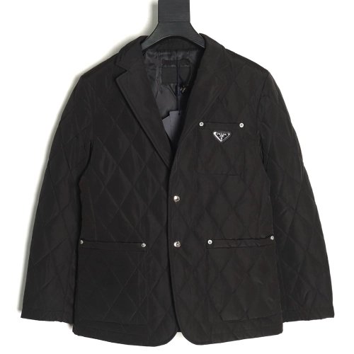 Prada chest triangle logo thin cotton jacket,Prada