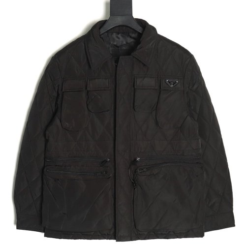 Prada Multi-pocket Double Zipper Light Cotton Jacket,Prada
