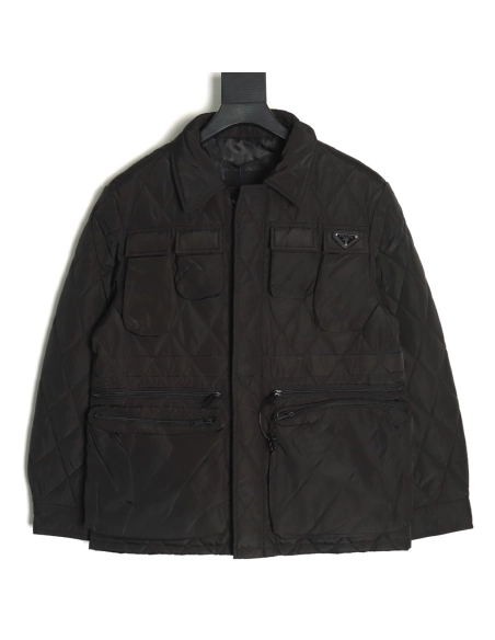 Prada Multi-pocket Double Zipper Light Cotton Jacket,Prada