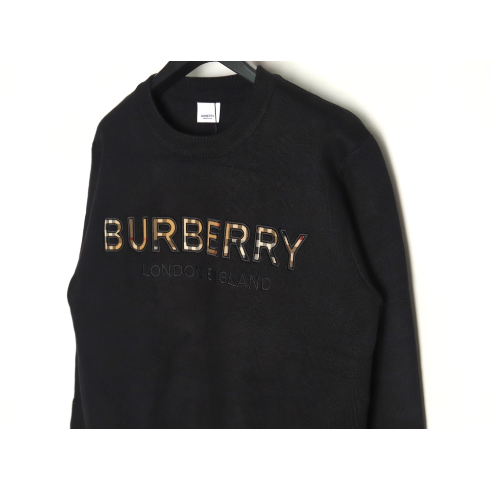 Burberry Check Lettering Embroidery Knitted Pullover TSK1,Burberry