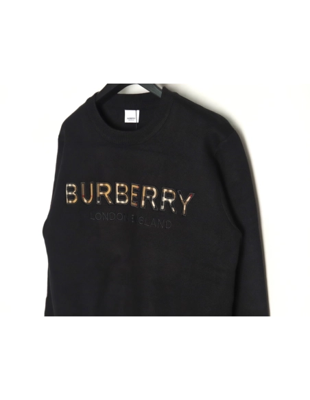 Burberry Check Lettering Embroidery Knitted Pullover TSK1,Burberry