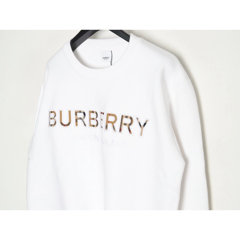 Burberry Check Lettering Embroidery Knitted Pullover,Burberry