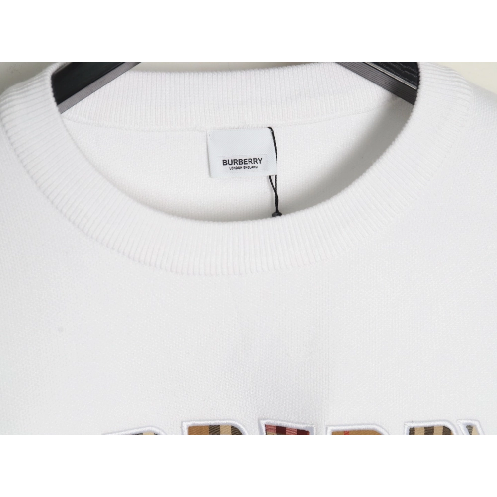Burberry Check Lettering Embroidery Knitted Pullover,Burberry