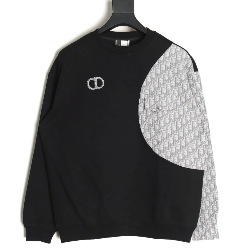 Dior embroidered stitching crew neck sweatshirt TSK1,Dior