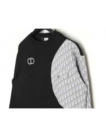 Dior embroidered stitching crew neck sweatshirt TSK1,Dior