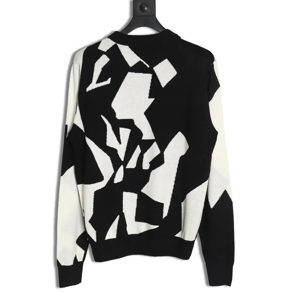 Louis Vuitton black and white geometric crewneck sweater,Louis Vuitton