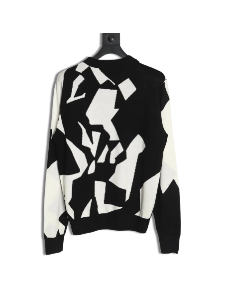 Louis Vuitton black and white geometric crewneck sweater,Louis Vuitton