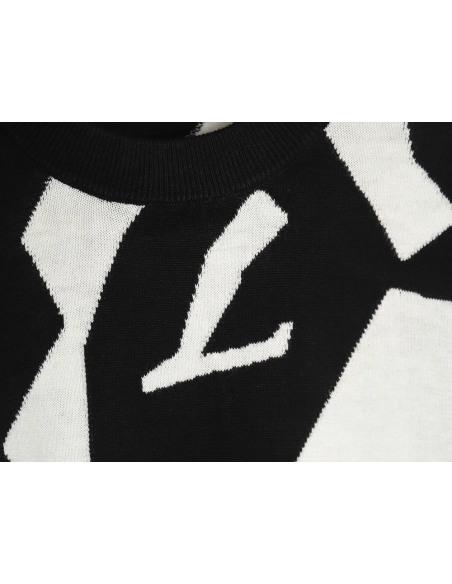 Louis Vuitton black and white geometric crewneck sweater,Louis Vuitton