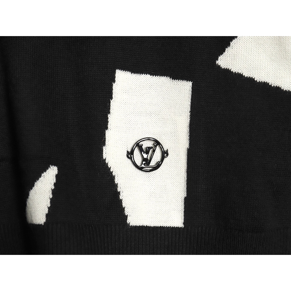 Louis Vuitton black and white geometric crewneck sweater,Louis Vuitton