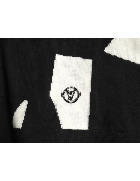 Louis Vuitton black and white geometric crewneck sweater,Louis Vuitton