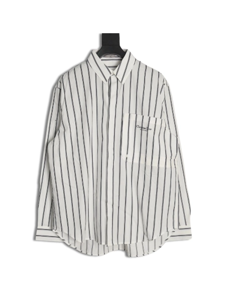 Dior striped shirt with pocket embroidery,Dior