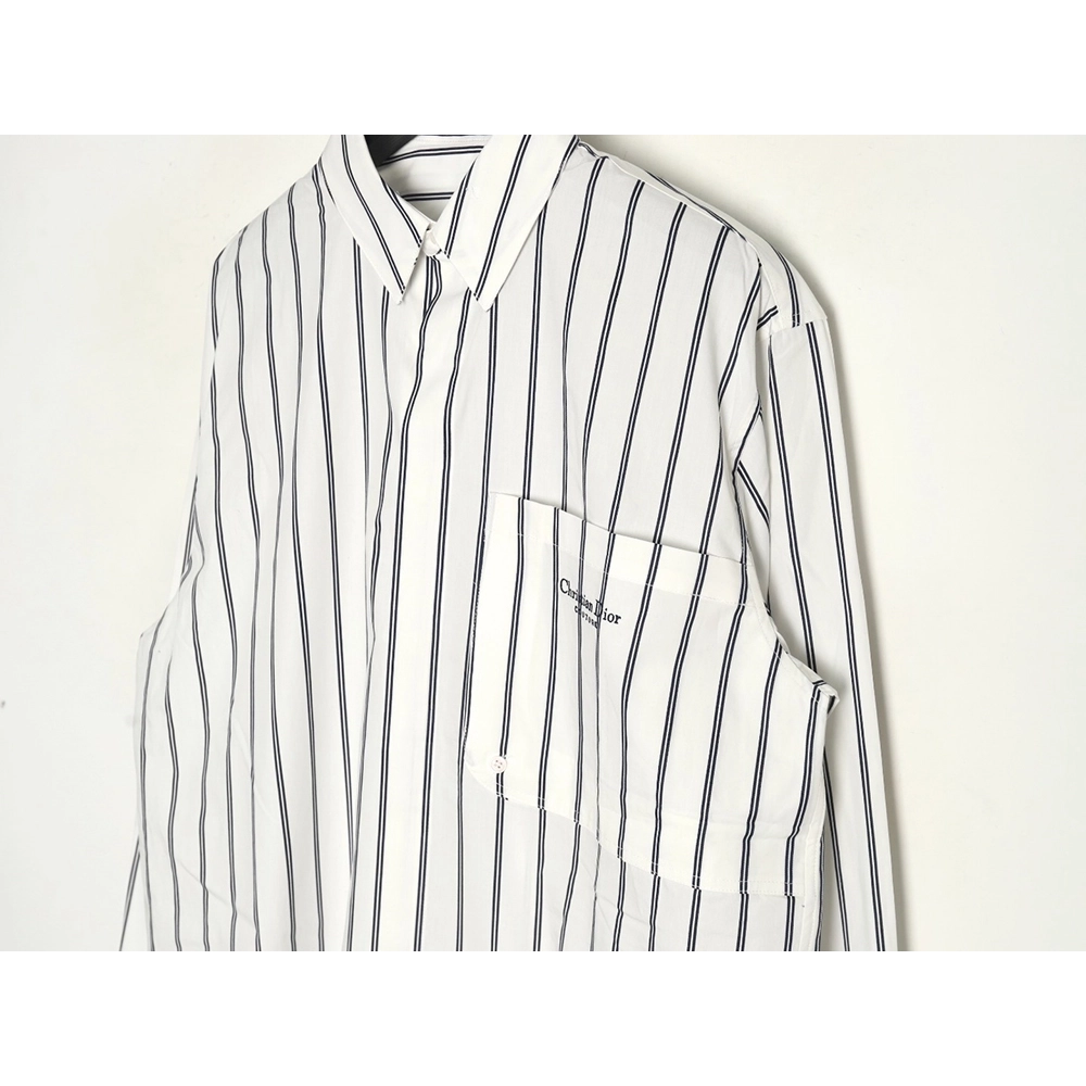 Dior striped shirt with pocket embroidery,Dior