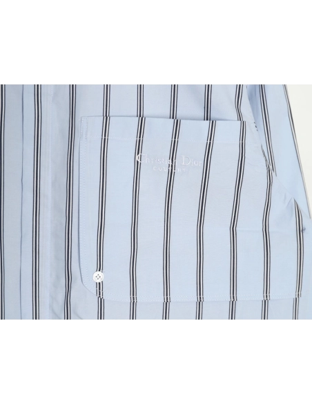 Dior vertical stripes pocket small logo long sleeve shirt,Dior