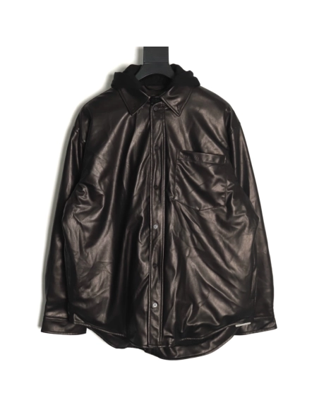 Balenciaga Parka zip-up hooded leather jacket,Balenciaga