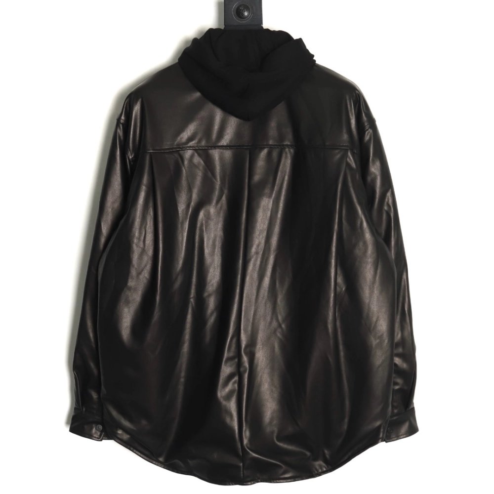 Balenciaga Parka zip-up hooded leather jacket,Balenciaga