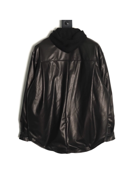 Balenciaga Parka zip-up hooded leather jacket,Balenciaga