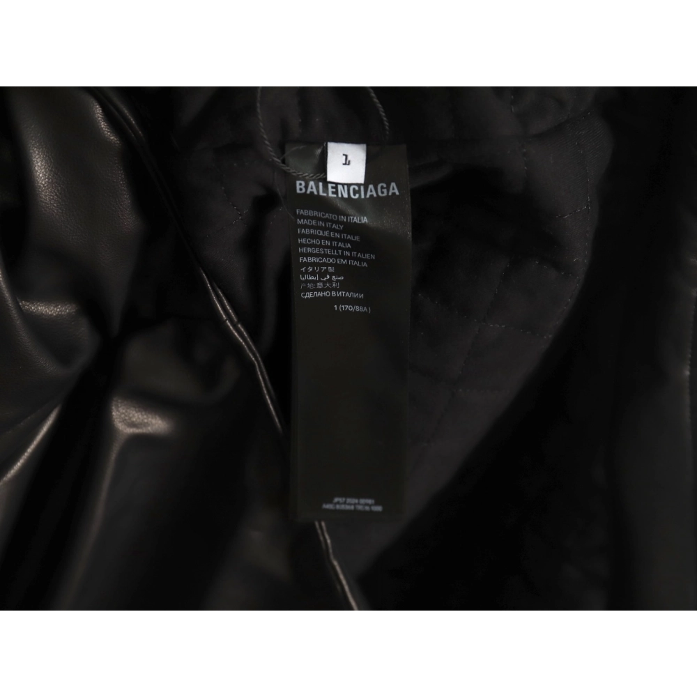 Balenciaga Parka zip-up hooded leather jacket,Balenciaga