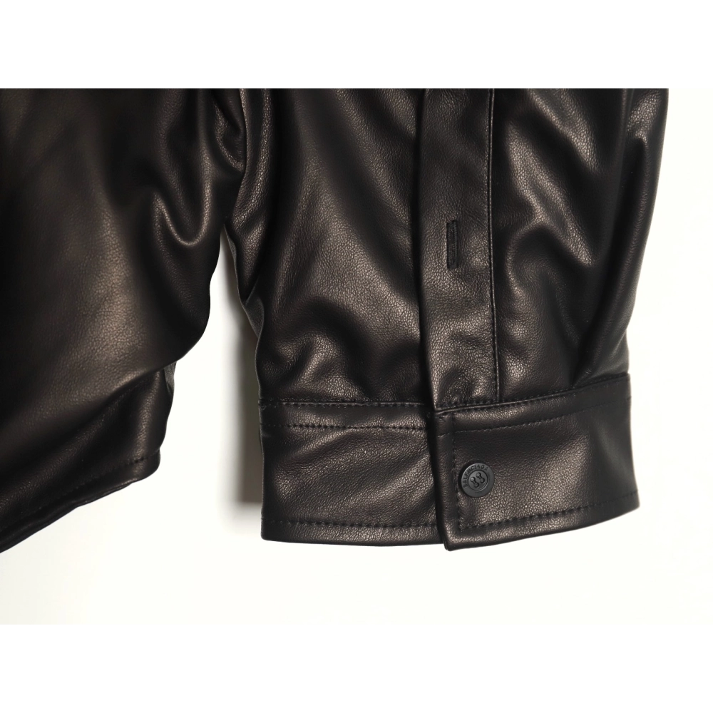 Balenciaga Parka zip-up hooded leather jacket,Balenciaga