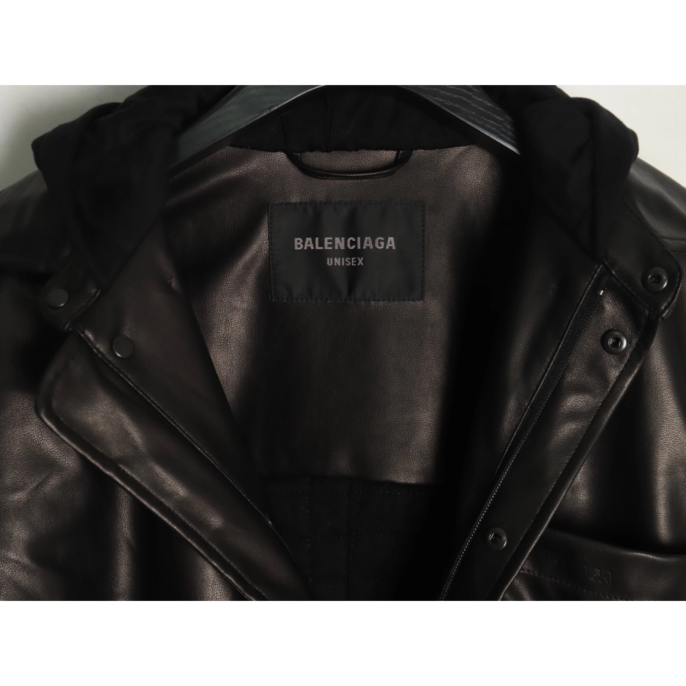 Balenciaga Parka zip-up hooded leather jacket,Balenciaga