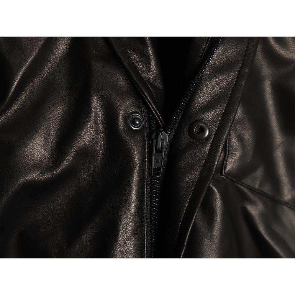 Balenciaga Parka zip-up hooded leather jacket,Balenciaga