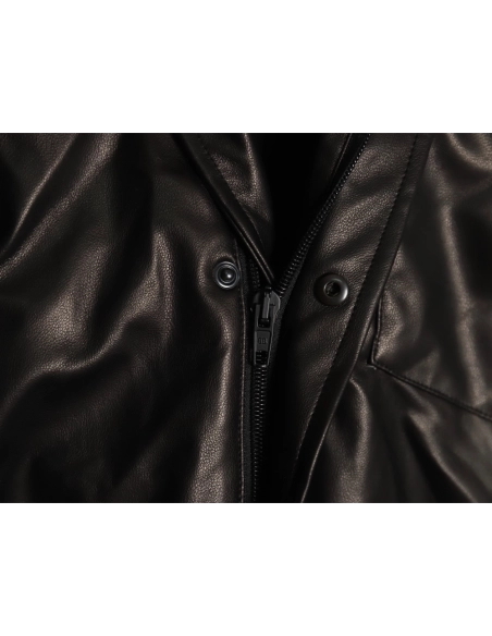 Balenciaga Parka zip-up hooded leather jacket,Balenciaga
