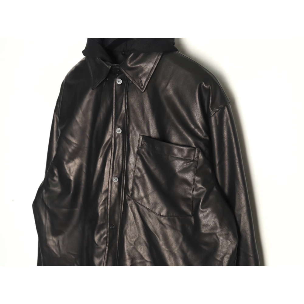 Balenciaga Parka zip-up hooded leather jacket,Balenciaga