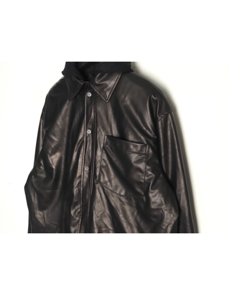 Balenciaga Parka zip-up hooded leather jacket,Balenciaga