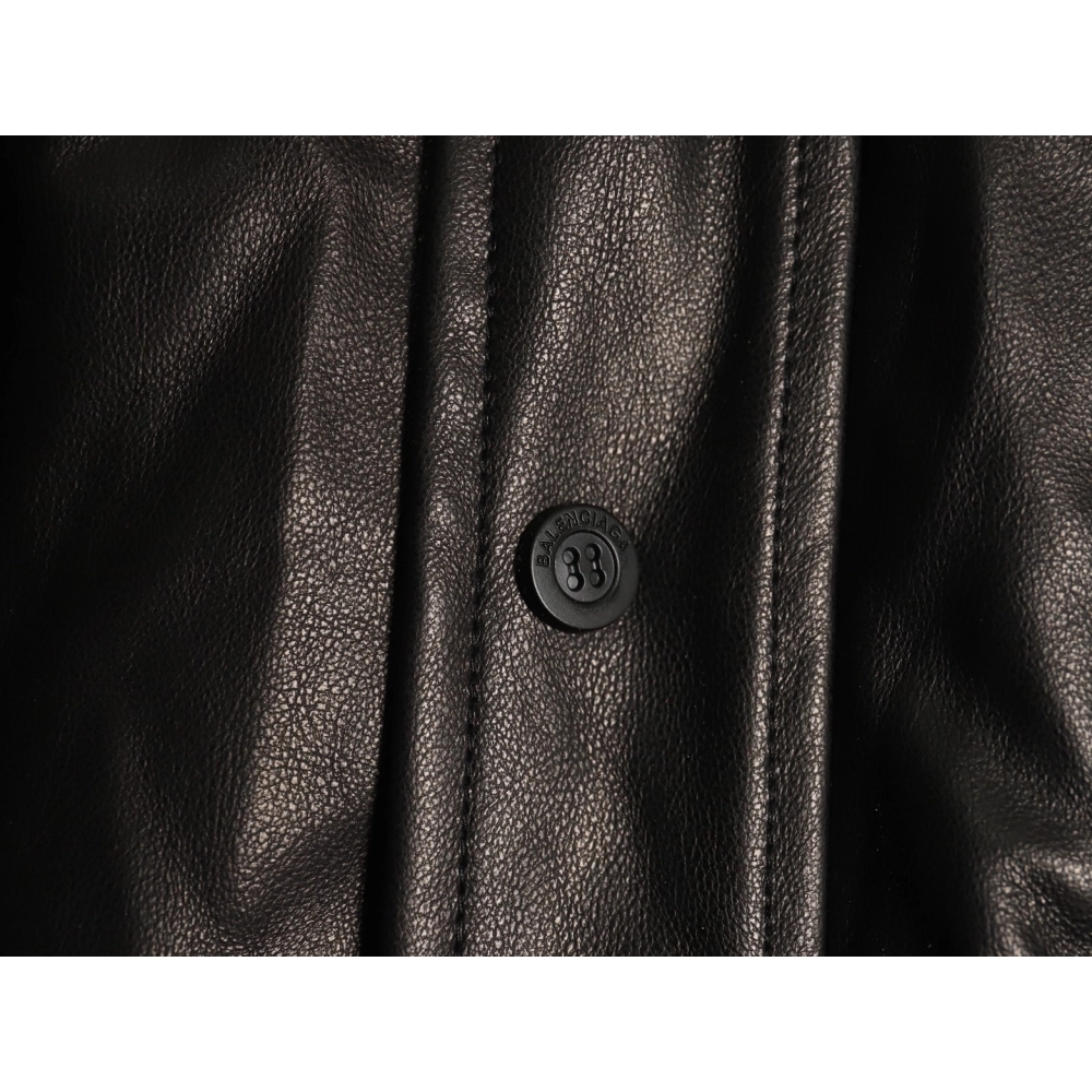 Balenciaga Parka zip-up hooded leather jacket,Balenciaga